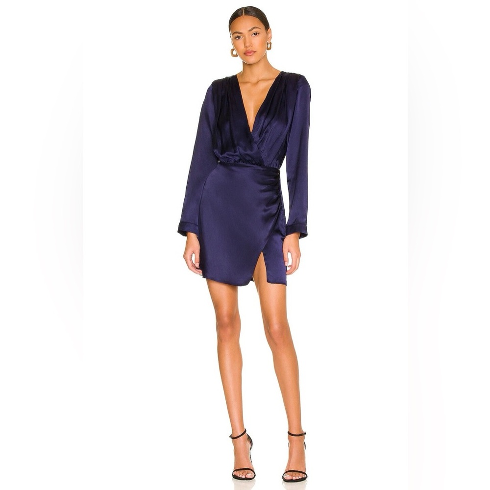 Amanda Uprichard from Revolve Melinda Blue Satin Dress in size XS